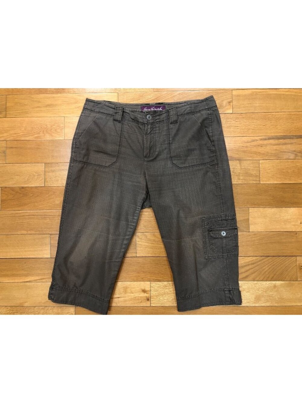 Gloria Vanderbilt 100% Cotton Brown Capris Classic American Sportswear Size 12